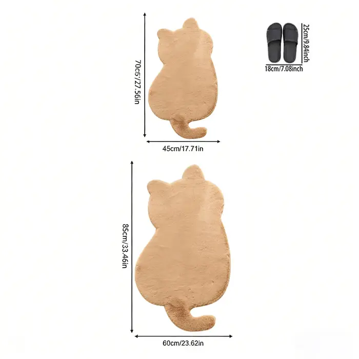 Tapis en fausse fourrure de lapin en forme de chat