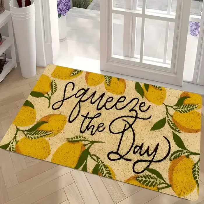 Tapis de bienvenue citron et floral avec bienvenue