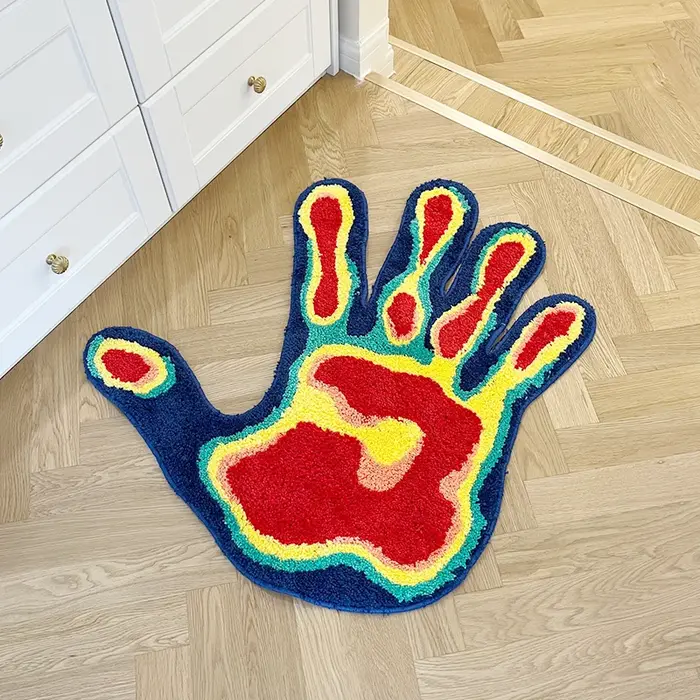 Tapis Tufté en Forme de Palmier Fait à la Main, Peluche Douce, Plusieurs Documents, Décoration de Ma