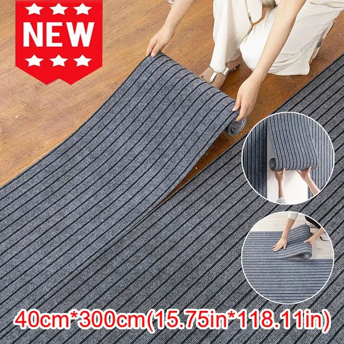 Tapis de porte de cuisine rayé de couleur unie