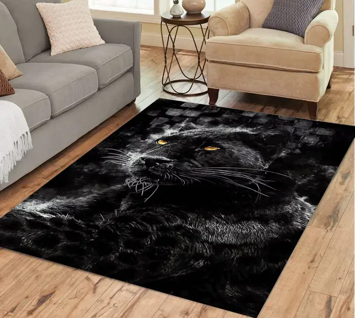 Tapis panthère léopard noir pour salon, grande surface, Animal, Lion, tigre, paillasson pour chambre à coucher, décoration de la maison, Tribal