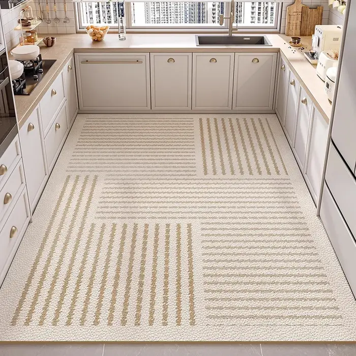 Tapis de cuisine imperméable, tapis de sol en PVC, grand format, antidérapant, anti-huile, tapis de sol de style minimaliste, décoration intérieure.