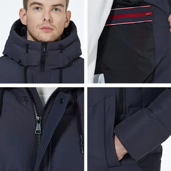 ICEbear 2023 vestes d'hiver pour hommes manteau en coton décontracté mi-long parka bouffante MWD3061