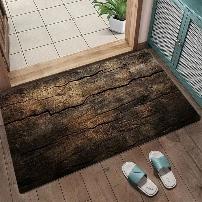 Tapis de porte extérieur durable avec motif bois rustique