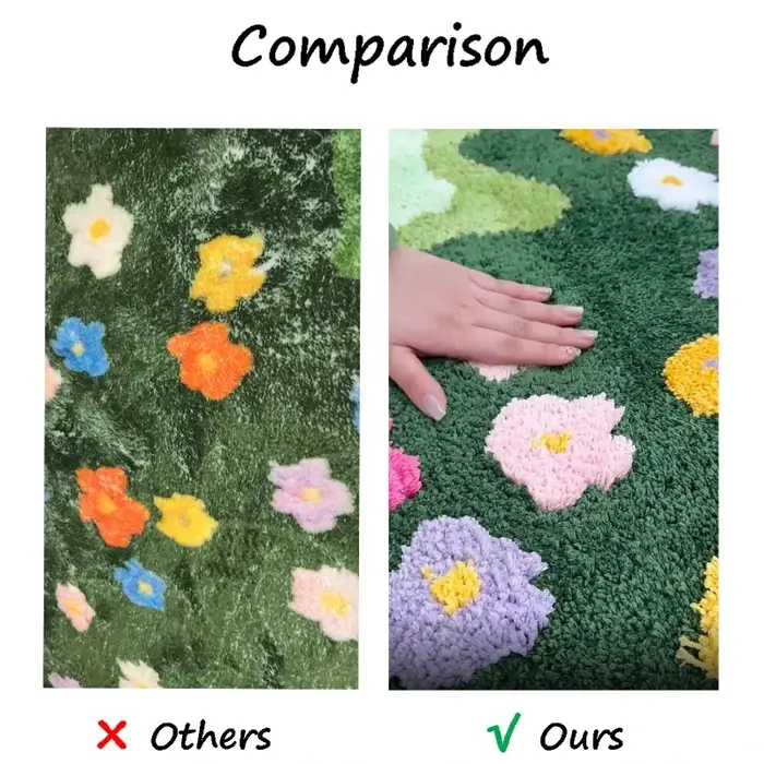 Tapis capitonné floral à poils souples de qualité supérieure