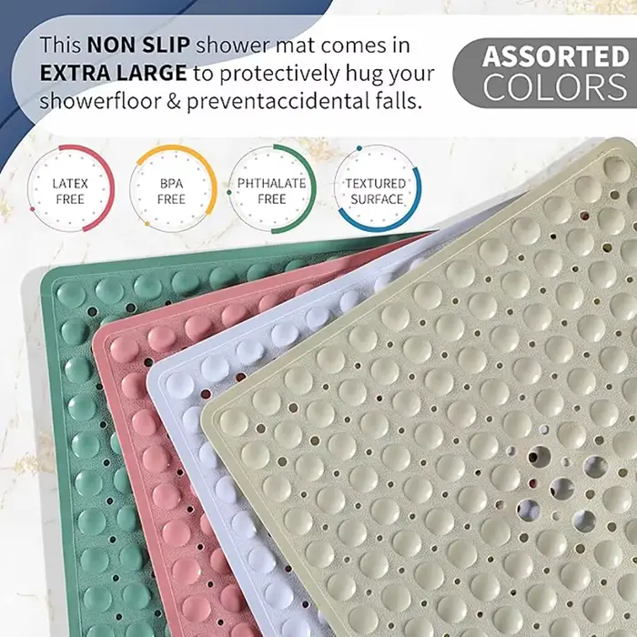 Tapis de bain carré, tapis de bain antidérapant avec ventouses