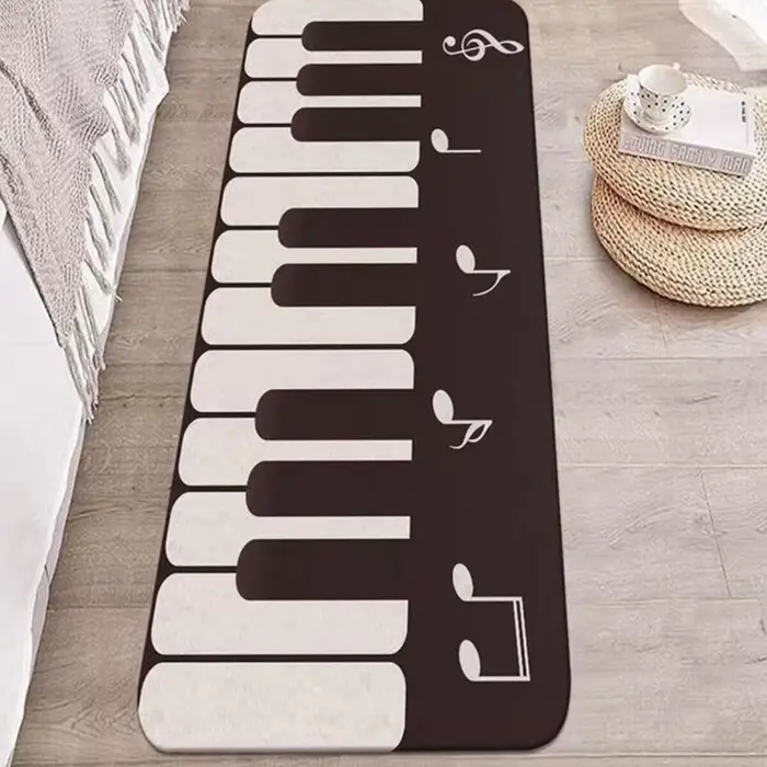 Noir blanc Piano chambre tapis cristal velours anti-dérapant