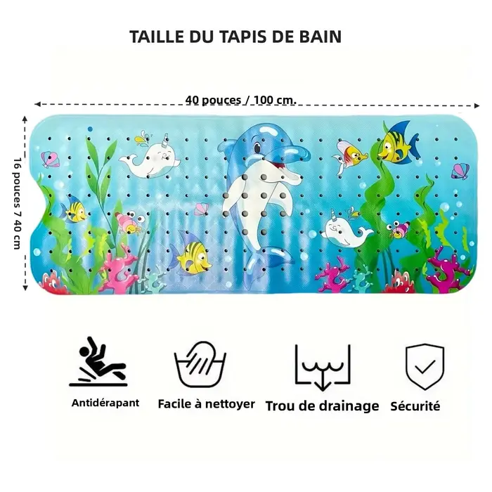 Tapis de bain Extra Long 40x100cm / 40x16 pouces