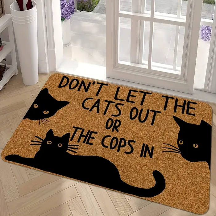 VIKAMA dessin animé chat noir tapis résistant aux taches