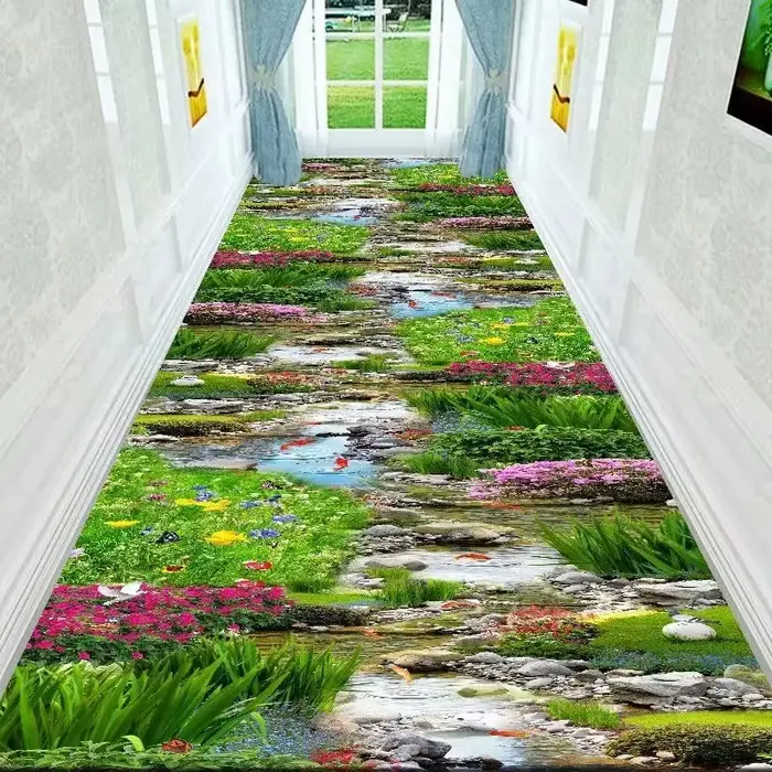 Tapis de couloir 3D vert