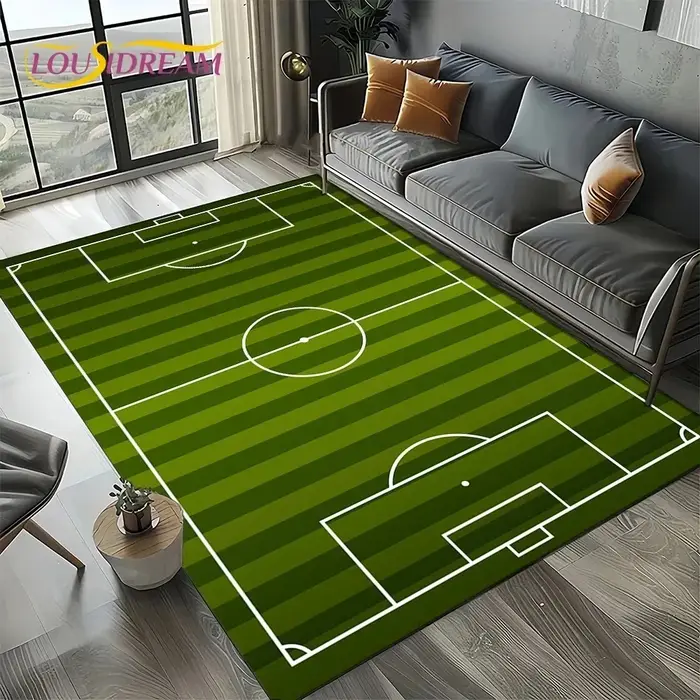 Tapis de sol antidérapant style terrain de football pour salon