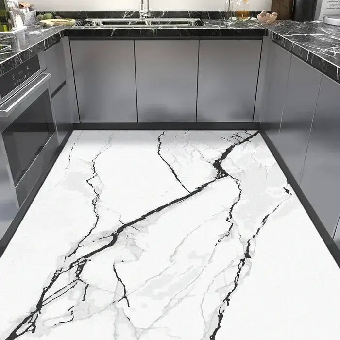 Grand tapis de sol de cuisine en cuir Pvc