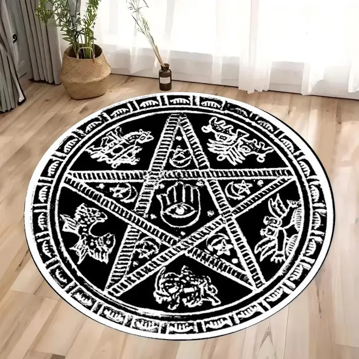 Tapis rond de Runes occultes magiques