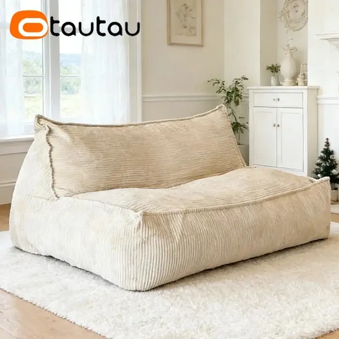 Housse de pouf en velours côtelé OTAUTAU