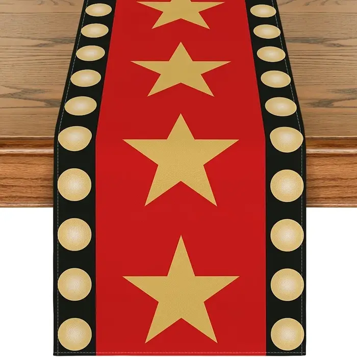 Chemin de Table étoile dorée rouge de nuit de film-tapis rouge multi-tailles décor de fête à la mais