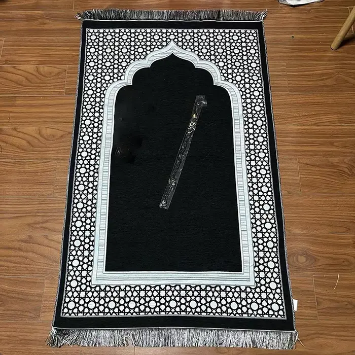 Tapis de prière musulmans portables avec capuchon et perles de prière