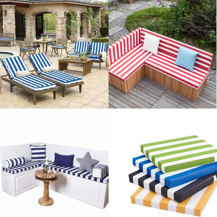 Coussin décoratif rayé imperméable pour extérieur
