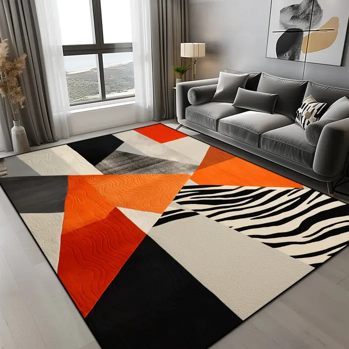 Tapis géométrique Orange pour salon