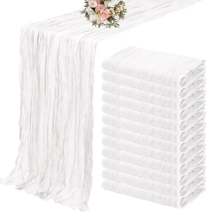 Chemin de Table semi-transparent en terre cuite, 10 pièces, tissu en gaze, réglage de Table, salle à