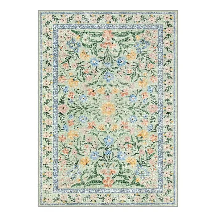 Tapis vert floral moderne de style parisien pour salon, esthétique florale, décor de maison gothique