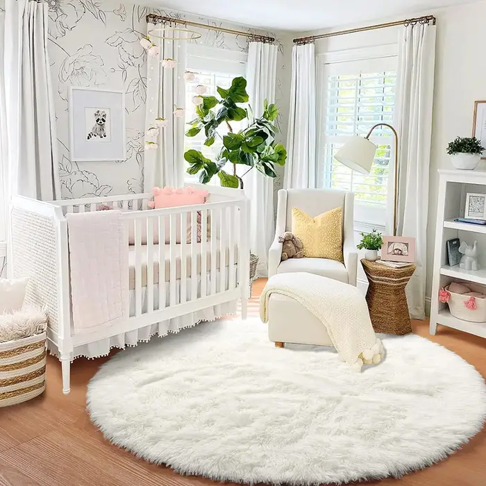 Tapis rond rose pour chambre de filles