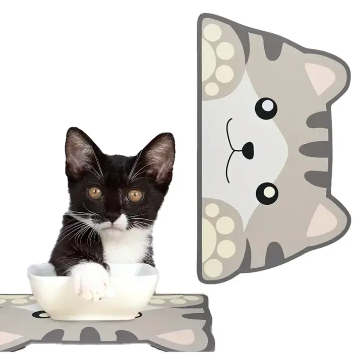 Tapis d'alimentation pour chien et chat à séchage rapide, coussin imperméable en boue de diatomée, anti-déversement et résistant aux taches, tapis de salle à manger antidérapant pour animaux de compag