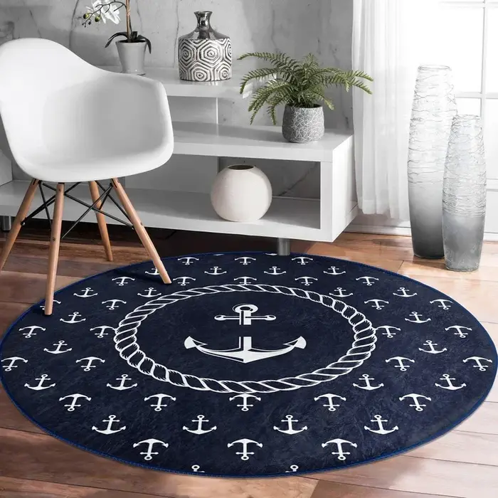 Tapis rond marron Ondes de l'océan
