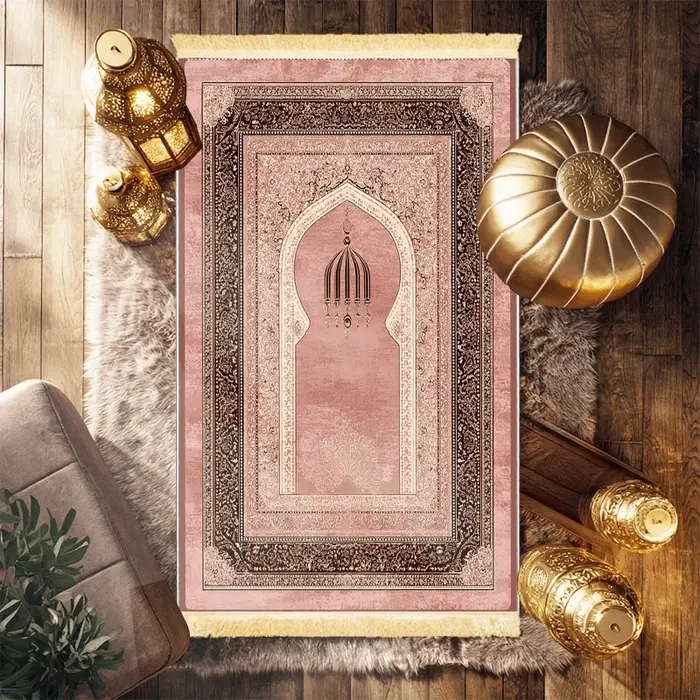 Tapis de prière musulman VIKAMA à motif d'arche rose