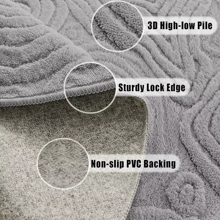 Tapis rond géométrique 3D – Polyester doux à poils longs et courts, lavable et antidérapant, tapis circulaire moderne pour salon, chambre, chambre d'enfant 60-120 cm