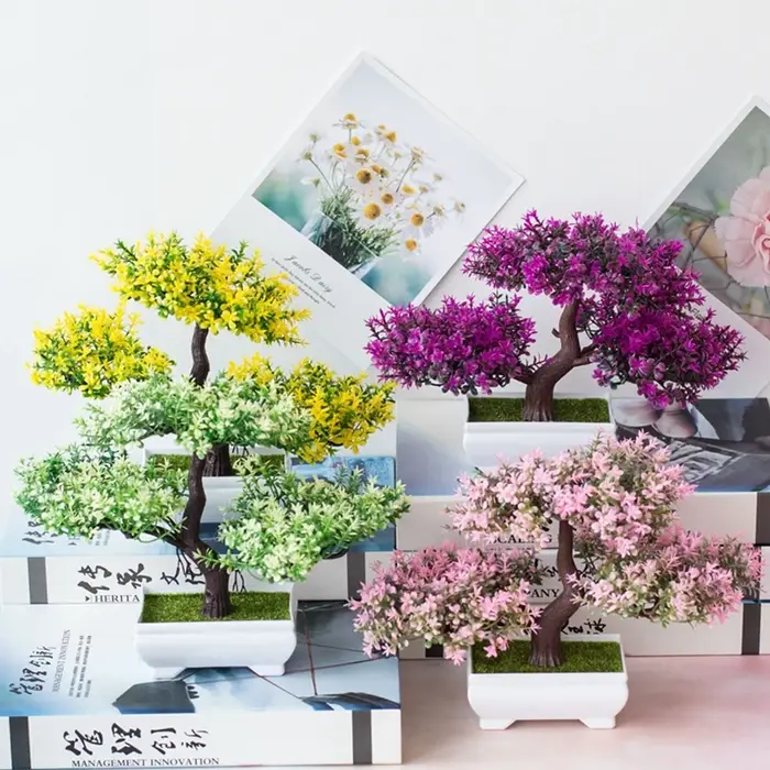 Plantes artificielles bonsaï, petit arbre, fausses fleurs, ornements en Pot pour la maison, décorati