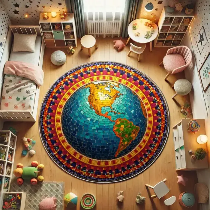 Tapis rond globe terrestre