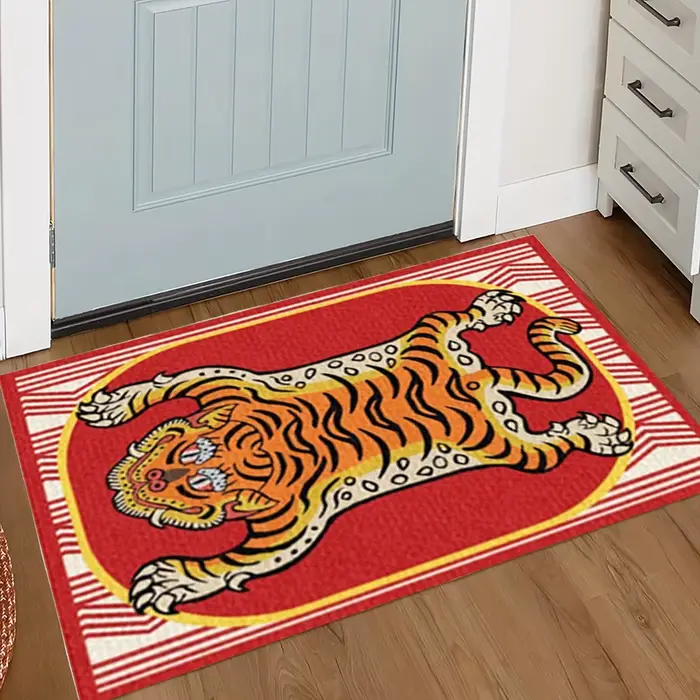 Tapis de bienvenue rétro motif tigre