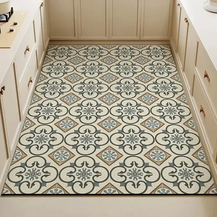 Tapis de sol de cuisine à imprimé floral vintage