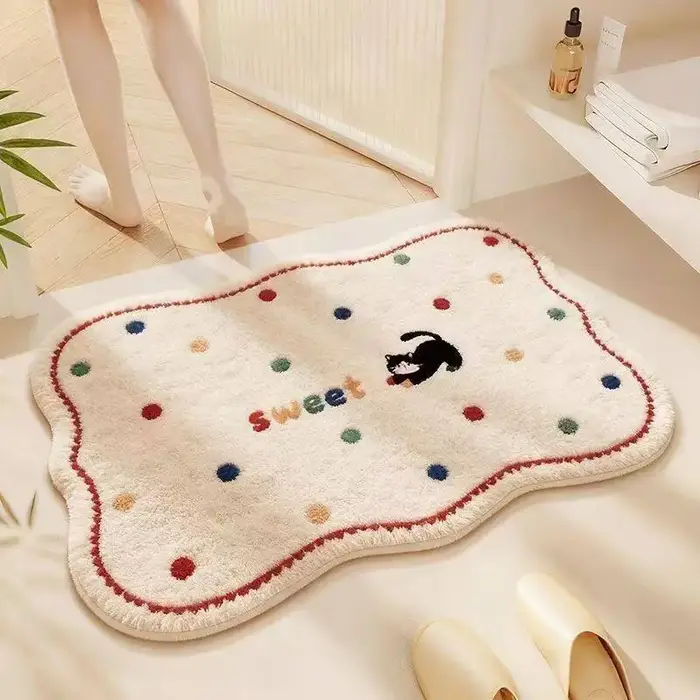 Nouveau tapis de sol 2026, tapis de salle de bain absorbant et mignon, paillasson imitation cachemir
