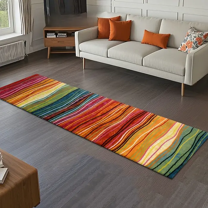 Tapis rectangulaire long décoratif, adapté aux espaces domestiques et commerciaux, y compris les sal