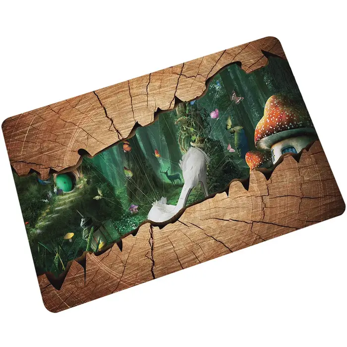 Tapis de bain mural pour chat, tapis de cuisine, paillasson en caoutchouc absorbant l'eau, psychédél