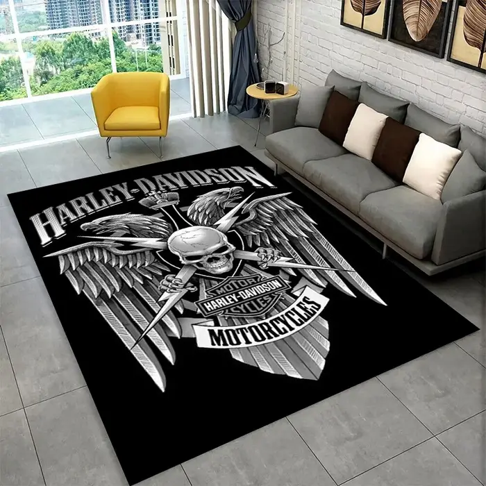 Tapis antidérapant rétro H-Harleys Racing Moto pour salon, chambre à coucher, salle de jeux, tapis d