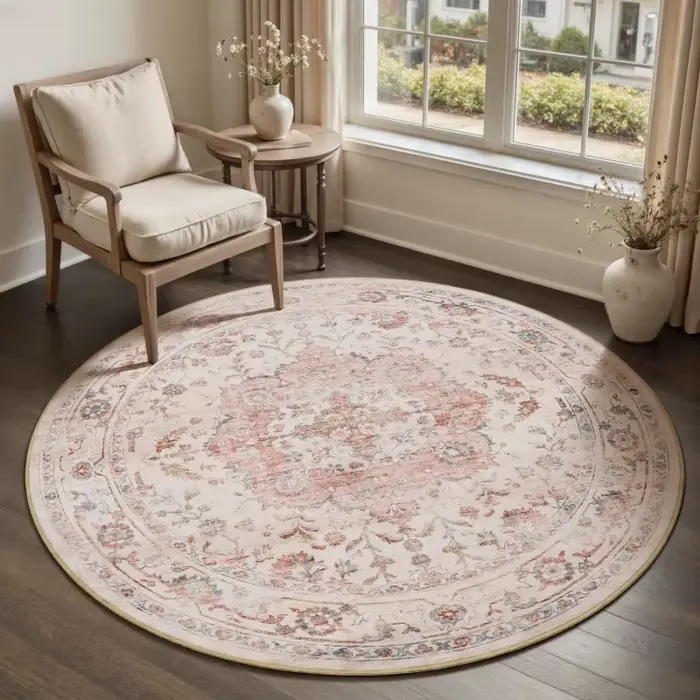 VIKAMA Tapis rond vintage européen