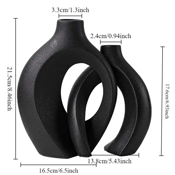 Vase en céramique moderne nordique creux, œuvres d'art Boho, Vase à fleurs creux pour salon minimali