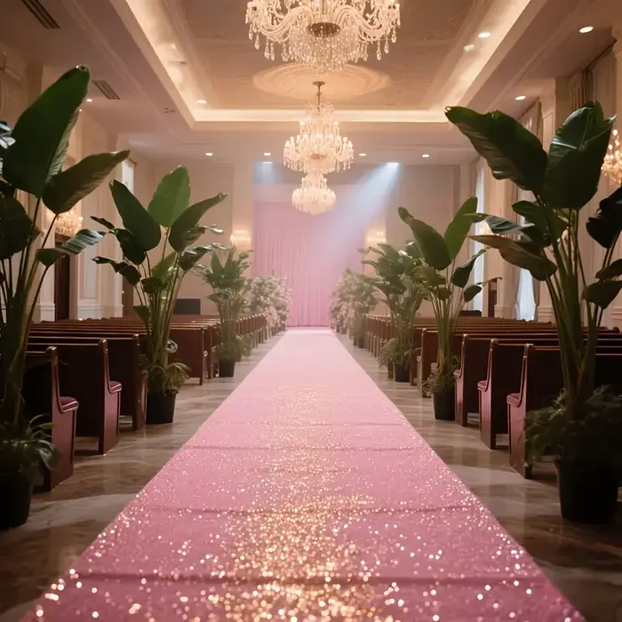 Tapis de fête rose scintillant