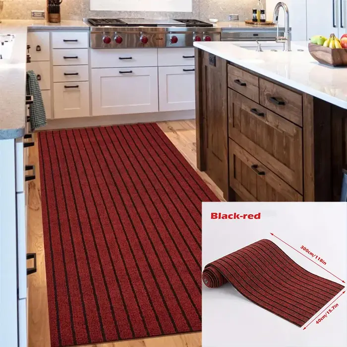 Tapis de porte de cuisine rayé de couleur unie, bricolage, tapis de sol, décoration de chambre, auto