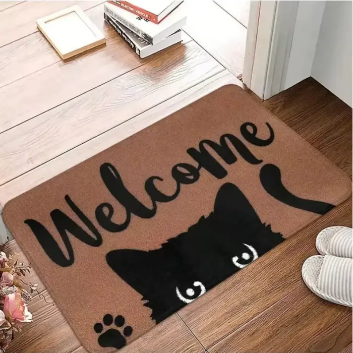 Tapis chat noir mignon dessin animé zone antidérapante paillasson doux