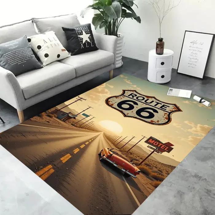 Tapis de salon imprimé Route 66