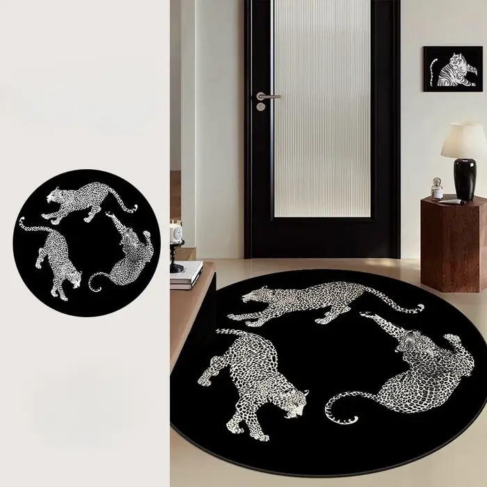 Tapis rond épais en peluche pour décoration de chambre à coucher, Style moderne, tapis de sol de che