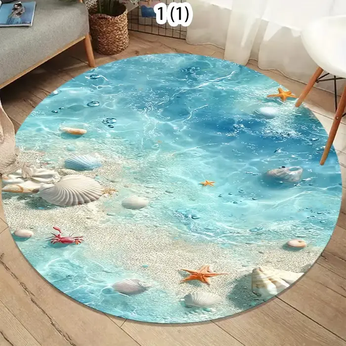 Tapis rond nordique style côtier
