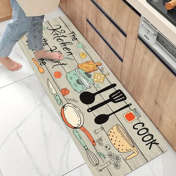 VIKAMA 1PC couteau de cuisine et fourchette thème tapis de sol