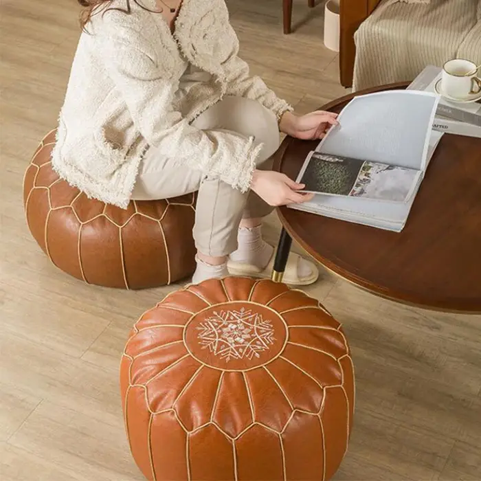 Pouf marocain en cuir PU