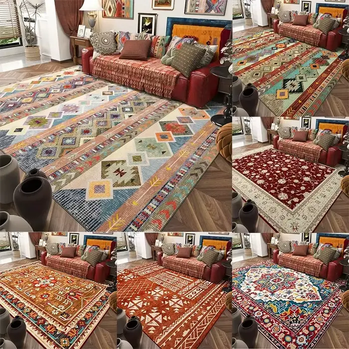 Tapis à fleurs bohème rétro pour salon
