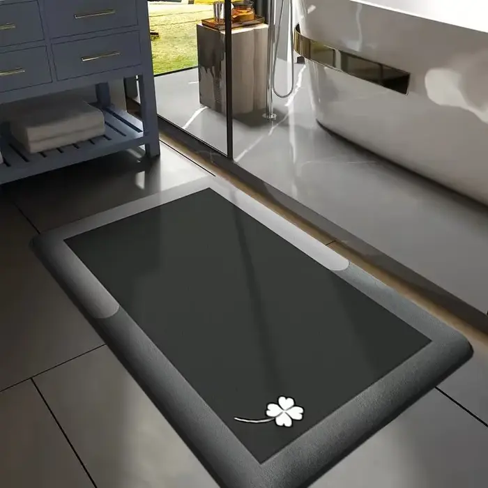 Tapis de sol de salle de bain absorbant épais en flanelle, imprimé, antidérapant, pour chambre à cou