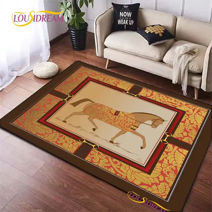 Tapis cheval au galop ethnique pour salon, chambre à coucher, porte de cuisine pour enfants, tapis de sol antidérapant, cadeau d'anniversaire, accessoires de photographie